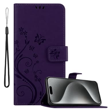 iPhone 16 PRO Suojakuori Lompakkokotelo (Violetti)