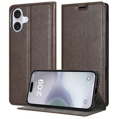 iPhone 16 PLUS Suojakuori Lompakkokotelo (Ruskea)