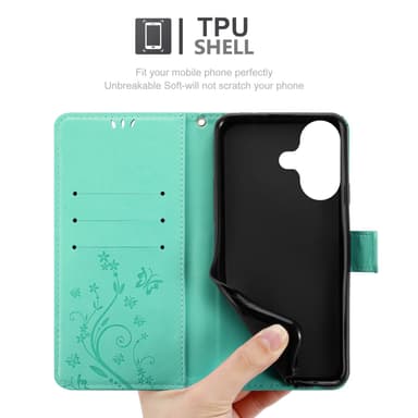 iPhone 16 PLUS Suojakuori Lompakkokotelo (Turkoosi)