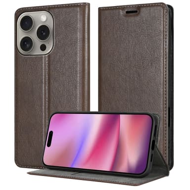 iPhone 16 PRO MAX Suojakuori Lompakkokotelo (Ruskea)