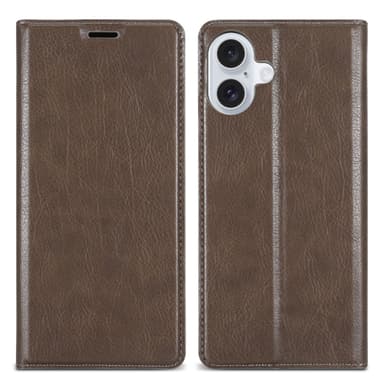 iPhone 16 PLUS Suojakuori Lompakkokotelo (Ruskea)