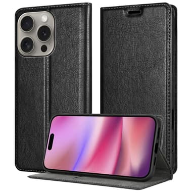 iPhone 16 PRO Suojakuori Lompakkokotelo (Musta)