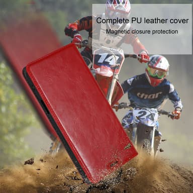 iPhone 16 PLUS Suojakuori Lompakkokotelo (Punainen)