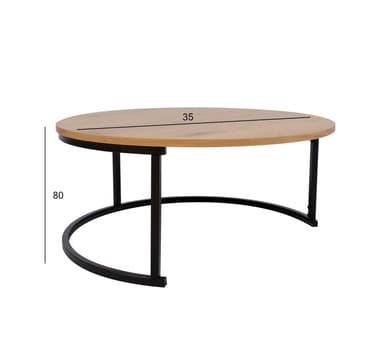 Sohvapöytä BRITU D80xH35cm, vaalea puu
