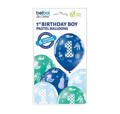 Lateksisetti ""1st Birthday Boy"" (6 kpl)