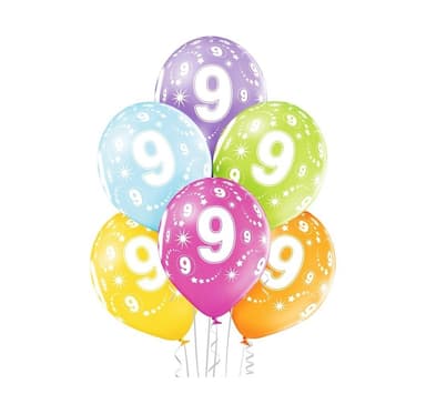 Lateksisetti '9th Birthday' (6 kpl)