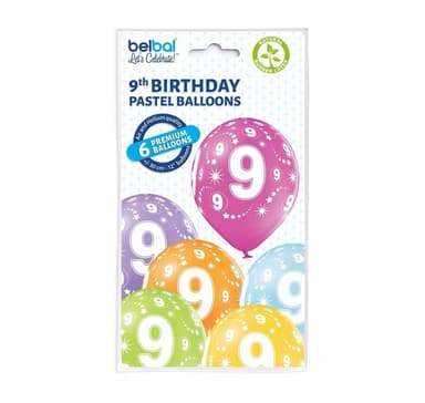 Lateksisetti '9th Birthday' (6 kpl)
