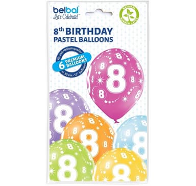 Lateksisetti ""8th Birthday"" (6 kpl)