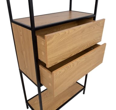 Self HEDVIG laatikolla 64x30xH178cm, saarni/musta