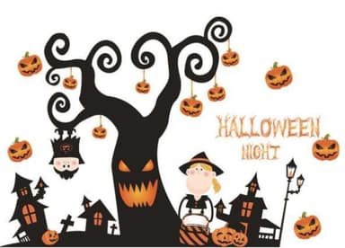 Halloween-aiheinen seinäkoristelu, Scary tree 60x90cm