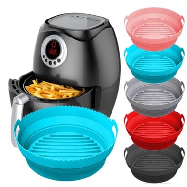 Kokoontaittuva pyöreä Air Fryer silikonimuoto 20 cm Harmaa 20 cm