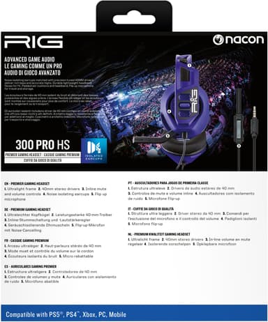 Rig 300 PRO HS pelikuulokkeet PlayStation konsolille (violetti)