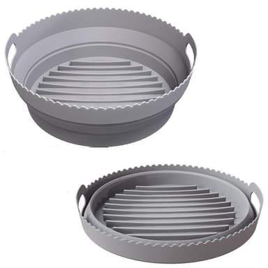 Kokoontaittuva pyöreä Air Fryer silikonimuoto 20 cm Harmaa 20 cm