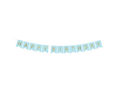 Banner Happy Birthday, vaaleansininen 15*175cm