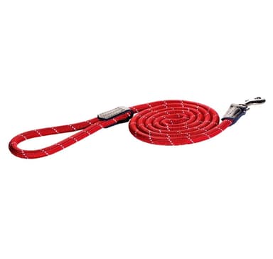 Kävelyhihna Rogz Rope, iso, 12mm 1,8m, punainen heijastin