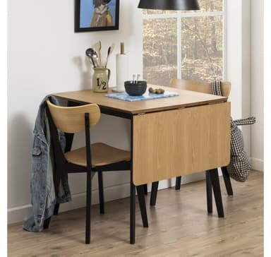 Ruokapöytä ROXBY, 80/120x80xH76cm, tammi/musta