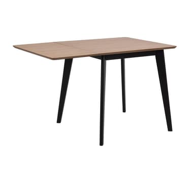 Ruokapöytä ROXBY, 80/120x80xH76cm, tammi/musta
