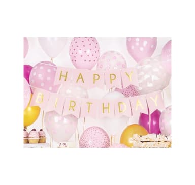 Banner Happy Birthday, vaaleanpunainen 15*175cm