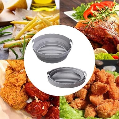 Kokoontaittuva pyöreä Air Fryer silikonimuoto 20 cm Harmaa 20 cm