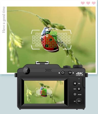 Digitaalikamera 4K/48MP/18X digitaalinen zoom/automaattitarkennus/kaksoiskamera 32GB TF-kortilla Musta