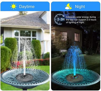 Vesilähde aurinkovoimalla 18 cm värikkäällä LED-valolla