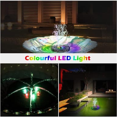 Vesilähde aurinkovoimalla 18 cm värikkäällä LED-valolla