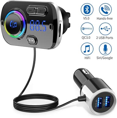 Langaton FM-lähetin autoon Bluetooth 5.0 QC3