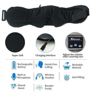 Uninaamio kuulokkeilla Bluetooth 5.0 Musta