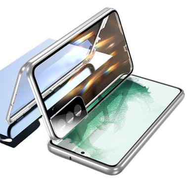 Magneettinen kaksipuolinen karkaistu lasi puhelinkuori Hopea Samsung S23 Plus