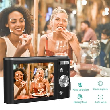 Digikamera 2.7K 48MP 1080P, 16x zoom, 32GB kortti Musta