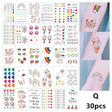 Hankaus - väliaikaiset tatuoinnit 30 arkkia värikkäillä kuvioilla