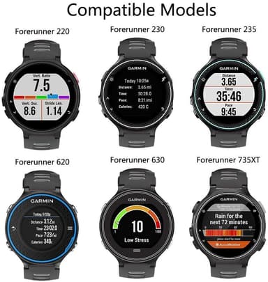 Garmin Forerunner 220/230/235/620/630 / 735XT ranneke silikoni musta