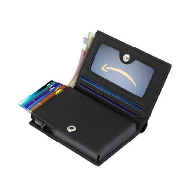 Aitoa nahkaa oleva RFID-esto lompakko pop-up luottokorttikotelo Musta