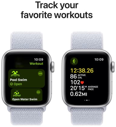 Apple Watch SE 2nd Gen 44mm LTE (hopea alumiini/sinertävä Sport Loop)