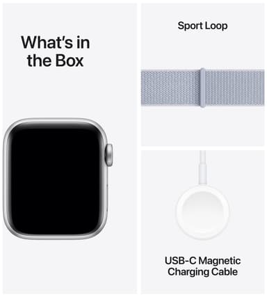 Apple Watch SE 2nd Gen 44mm LTE (hopea alumiini/sinertävä Sport Loop)