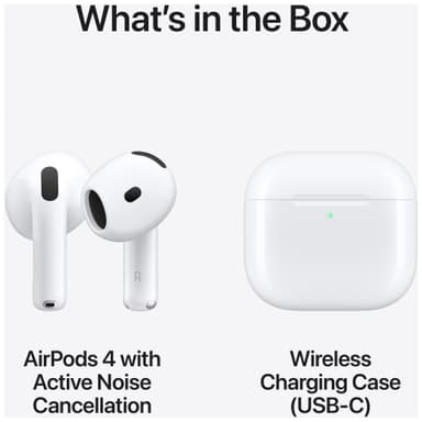 Apple AirPods 4 aktiivisella melunvaimennuksella (2024) + latauskotelo