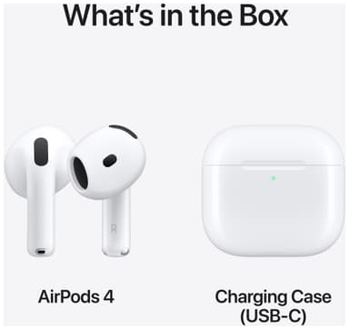 Apple AirPods 4 (2024) langattomat kuulokkeet latauskotelolla (USB-C)