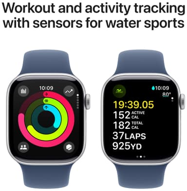Apple Watch S10 46mm GPS (hopea alum./farkunsininen Sport Band) S/M