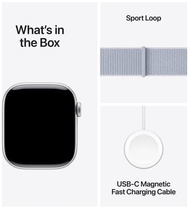 Apple Watch S10 46mm GPS+Cel (hopea alumiini/sinertävä Sport Loop)