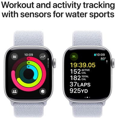 Apple Watch S10 46mm GPS+Cel (hopea alumiini/sinertävä Sport Loop)