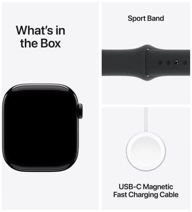 Apple Watch S10 42mm GPS+Cel (peilimusta alum./musta Sport Band) M/L