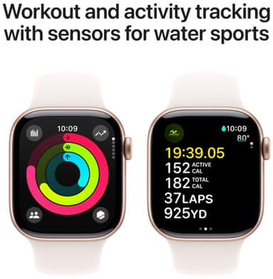Apple Watch S10 42mm GPS+Cel (ruusukulta alum./punanh. Sport Band) M/L