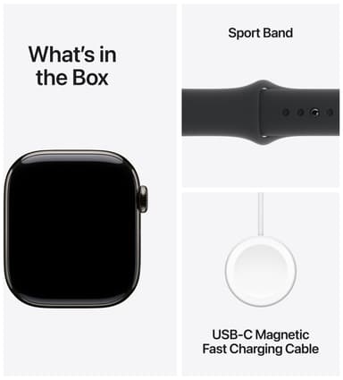 Apple Watch S10 42mm GPS+Cel (liuskekivi titaani/musta Sport Band) M/L