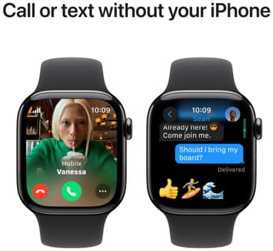 Apple Watch S10 42mm GPS+Cel (liuskekivi titaani/musta Sport Band) M/L
