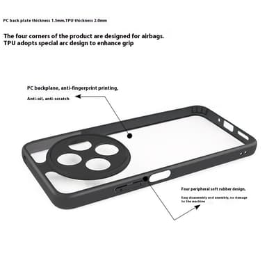 Iskunkestävä PC+TPU-suojakotelo Xiaomi Redmi 14C 4G - Läpinäkyvä Takakansi