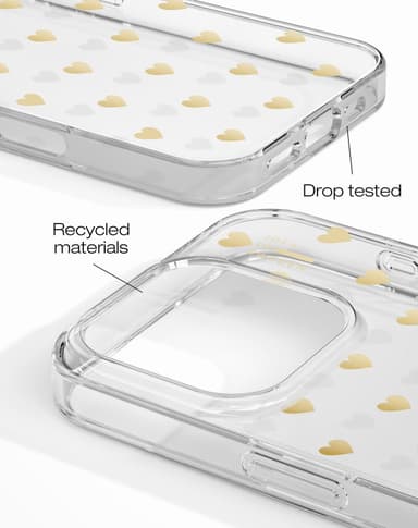 Clear Case iPhone 16PR Golden Hearts