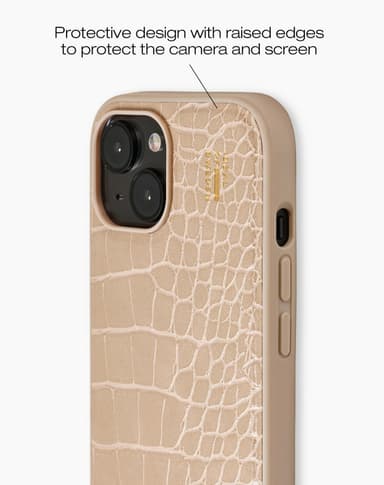 Vegan Leather Case MagSafe iPhone 13/14/15 Warm Beige Croco