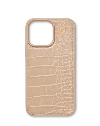 Vegan Leather Case iPhone 16PR Warm Beige Croco
