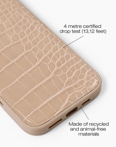 Vegan Leather Case iPhone 16PR Warm Beige Croco
