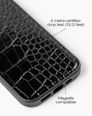 Vegan Leather Case MagSafe iPhone 15PR Black Croco